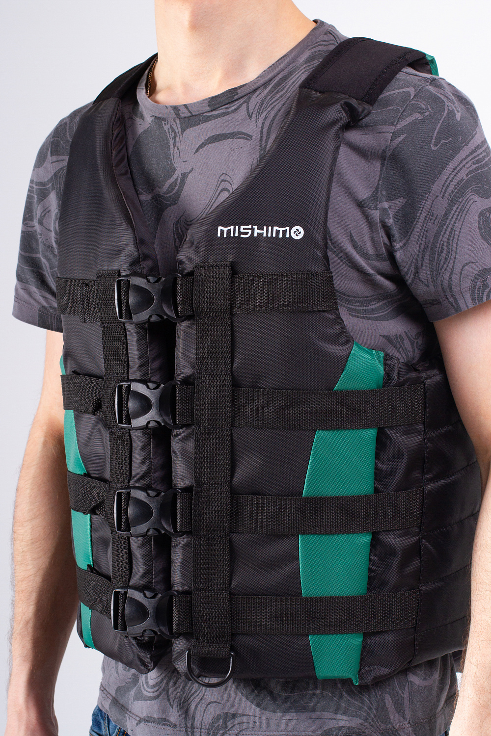 Жилет спасательный MISHIMO PRO Премиум качества Черно-зеленый в Находке